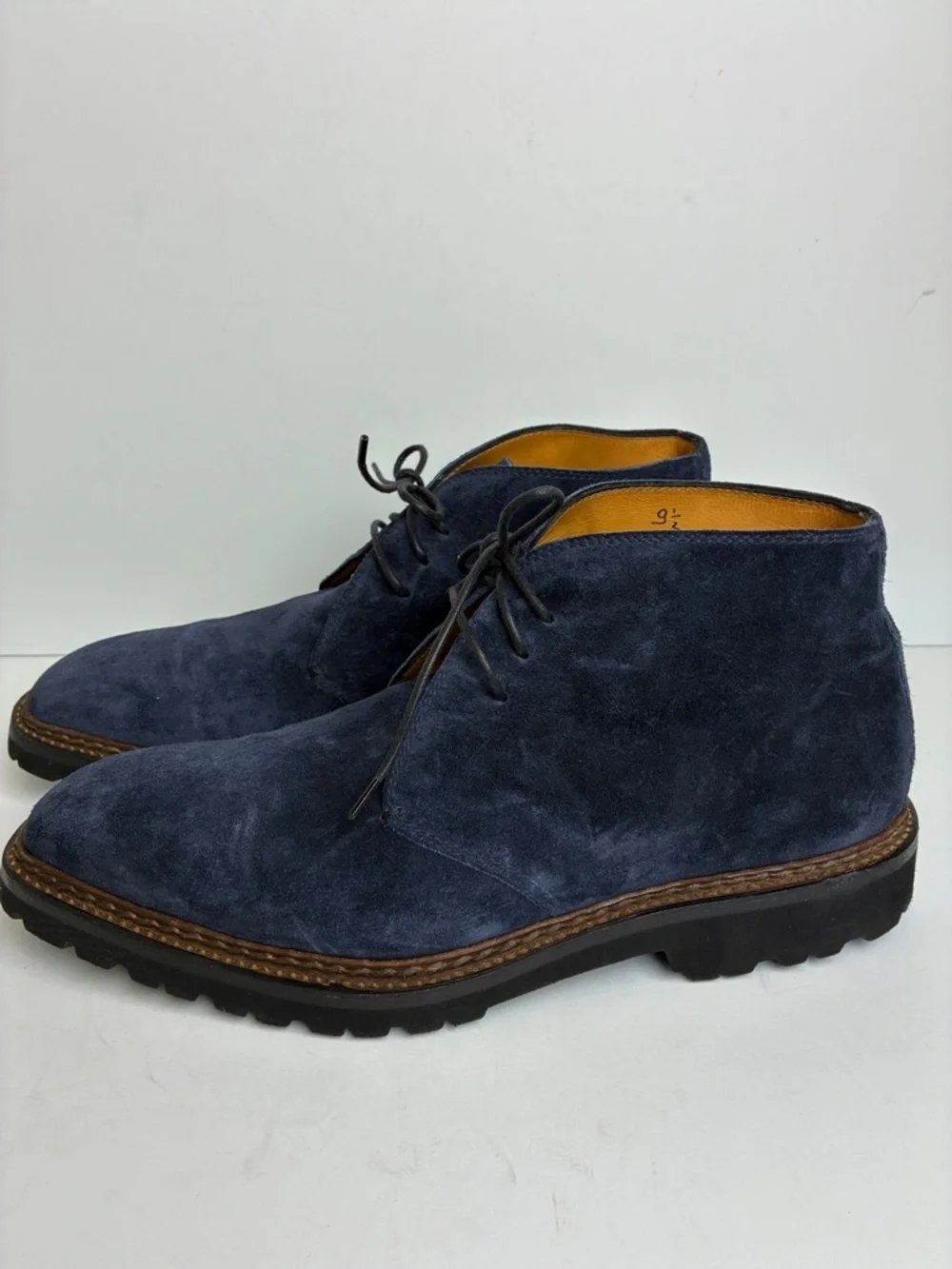 BONTONI Visionario Men’s Navy Blue Suede Monk Boot 9.5 Italian Luxury Designer